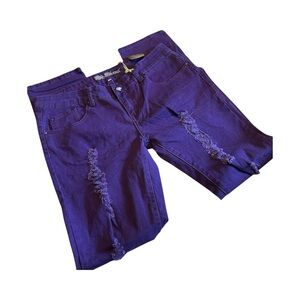 NWT Old Skool Juniors Distressed Jeans Sz 15 Purple